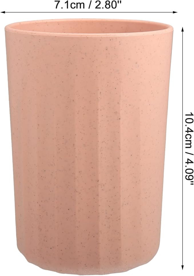 VOCOSTE 1Pc Bathroom Tumbler with Smooth Lines, Wheat Straw Cup, for Bathroom for Toothpaste Pink 4.09''x2.80''
