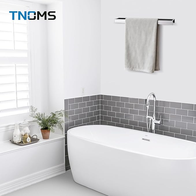 TNOMS Single Towel Bar Towel Holder Bathroom Hardware Accessories,Stainless Steel Wall-Mounted Towel Rack Towel Rail,20 Inches Polished Chrome