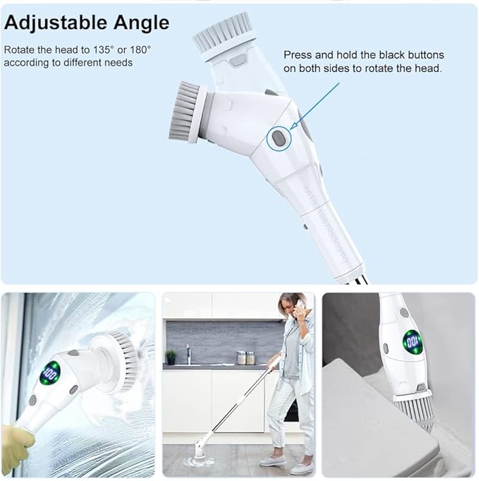 Electric Cleaning Brush 8 in 1 Multifunctional Household Wireless Rotatable Cleaning Brush for Bathroom Kitchen Windows Toilet