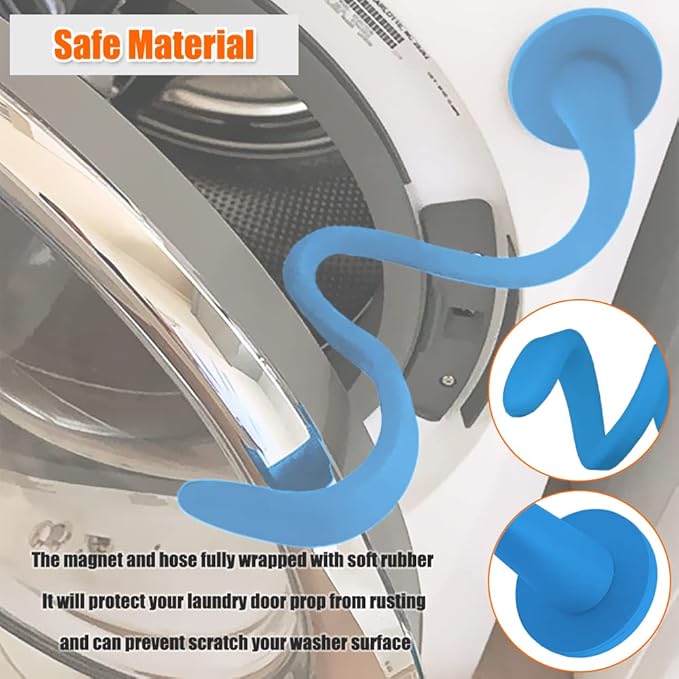 Washer Door Prop for Front Load Washing Machine, Removable Magnetic Washer Door Holder - Flexible Adjustable Washer Door Stopper Keep Washer Door Open to Prevent Odors - Blue