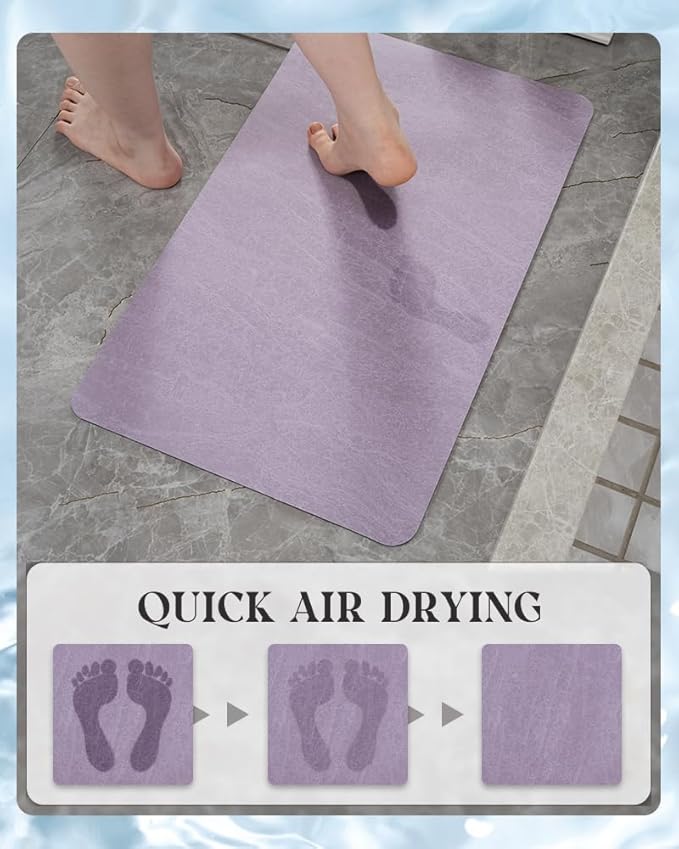 MontVoo -Bath Mat Rug-Rubber Backing Non Slip Quick Dry Absorbent Thin Bathroom Rugs Fit Under Door-Faux Suede Surface Bathroom Floor Mats-Shower Rug for in Front of Bathtub Shower Lavender 16"x24"