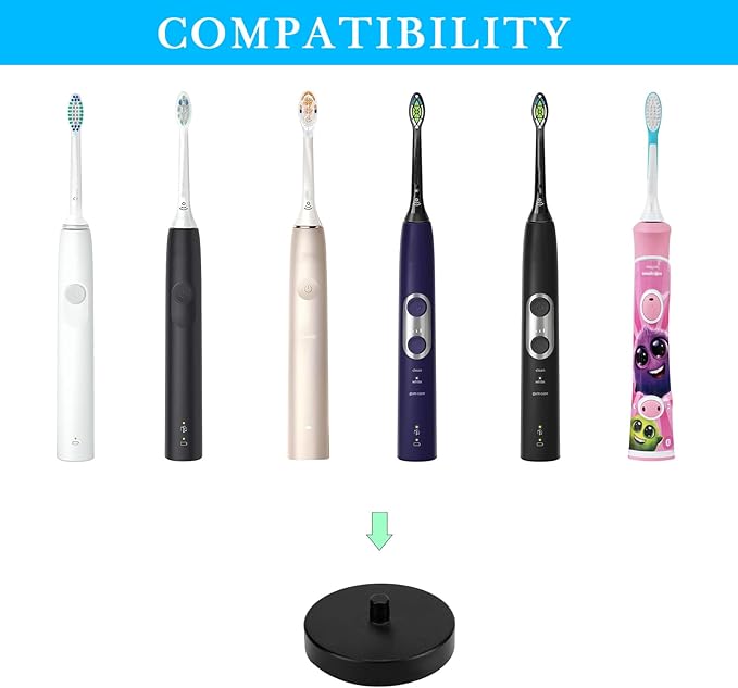 Black Electric Toothbrush Holder for Bathroom, Stainless Steel Freestanding Brush Holder, Compatible with Philips Sonicare Protective Clean 5100, 4100, 5300, 6500, 6100, New Philips 1100, 2100