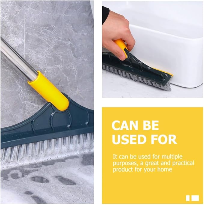 Didiseaon Bathroom Floor Brush and Long Handle Toilet Scrub Brush with Stiff Bristles for Tile and Grout Deep Cleaning, Yellow, Bathroom and Home Cleaning Supply for Hard-to-Reach Areas