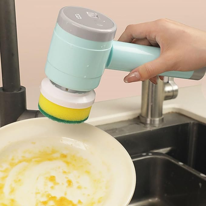1. USB Rechargeable Electric Scrubber Brush with 3 Water Heads for Stubborn on Tiles Bathtubs Kitchen Surfaces Electric Brush