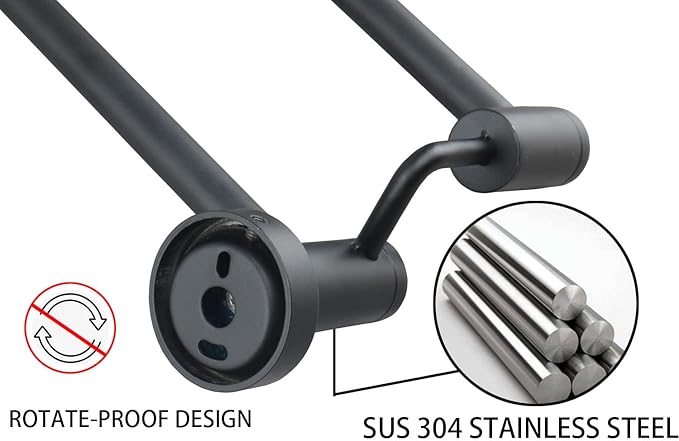 TocTen Double Bath Towel Bar - Thicken SUS304 Stainless Steel Towel Rack for Bathroom, Bathroom Accessories Double Towel Rod Heavy Duty Wall Mounted Towel Holder (Matte Black, 33 in)
