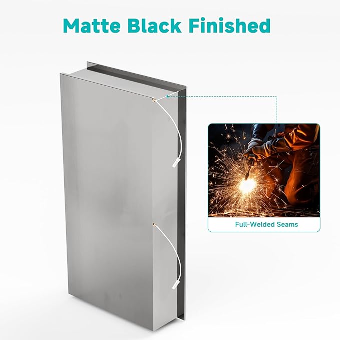 Stainless Steel LED Lights Shower Niche 12"x24" - No Tile Needed Double Shelves Recessed Wall Niche for Bathroom Storage, Brushed