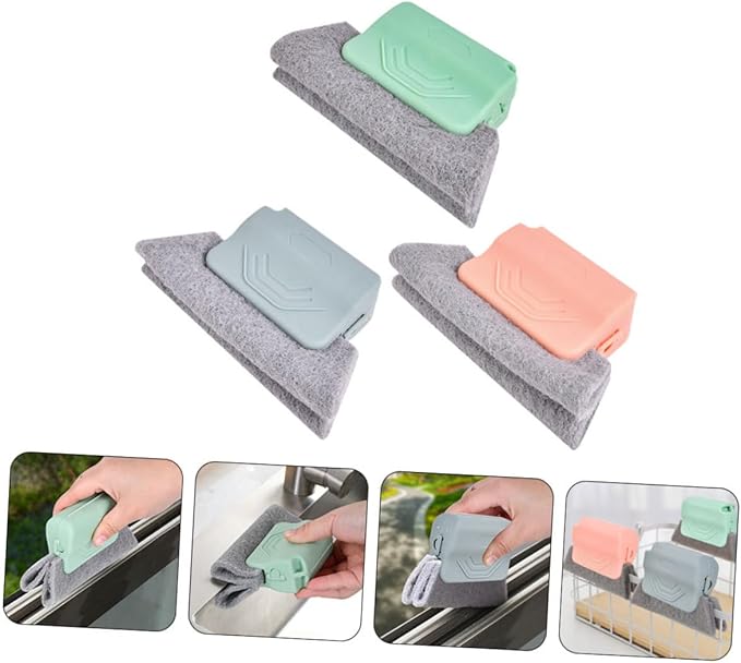 3pcs Window Cleaning Brush Set Crevice Cleaning Brush for Home Window Grout Cleaner