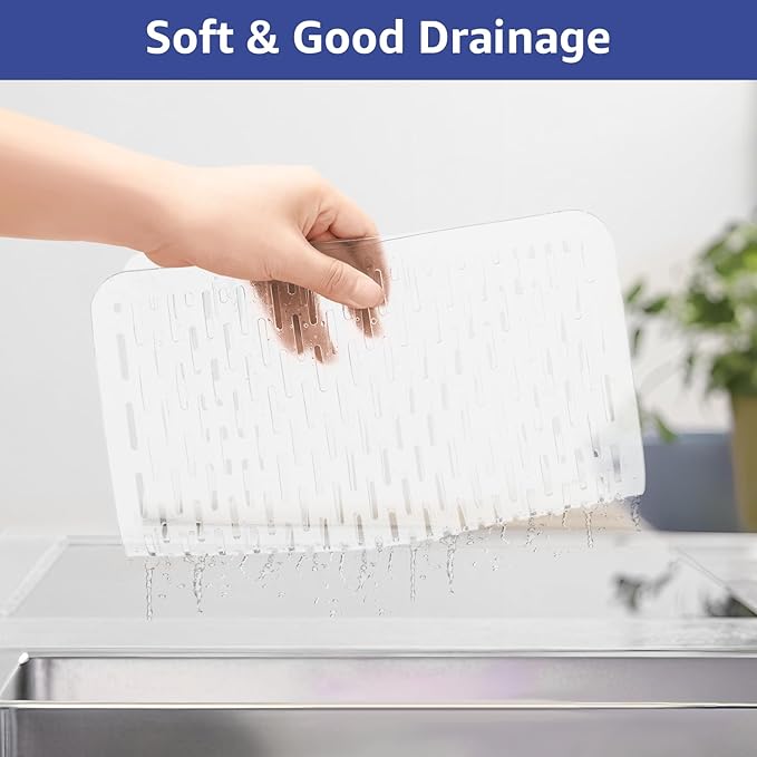 Yolife 2 Pack Kitchen Sink Mats,15.8inch x 12inch PVC Sink Protector Mat for Stainless Steel, Sink Drainer Mat Dish Drying Mat Protector Prevents Scratches,Dishes and Glassware