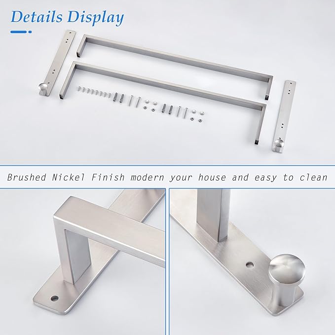 Bath Double Towel Bars with Hooks, 24 Inch Brushed Stainless Steel Towel Rail, Wall Mount Towel Rack for Bathroom Lavatory