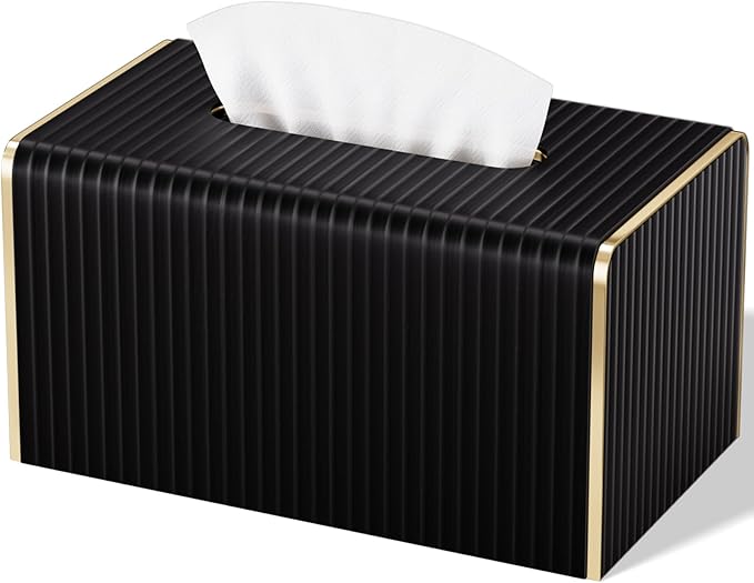 Extra Large Tissue Box Cover for Standard Size 180 to 230 Count Box of Tissues,Leather Rectangle Tissue Holder for Bathroom Toilet Bedroom Living Room Table Desk Office,Modern Home Decor