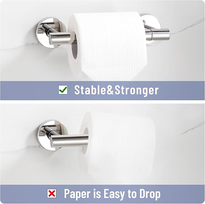 BVL Toilet Paper Holder Polished Chrome Wall Mount Stainless Steel 304 Large Mega Roll