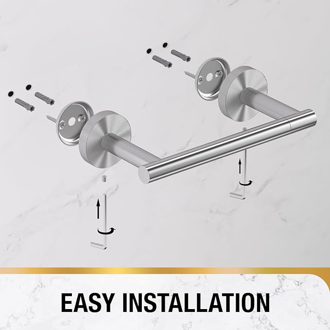 HITSLAM Brushed Nickel Toilet Paper Holder Wall Mount, Double Post Pivoting Toilet Paper Roll Holder, SS304 Stainless Steel Bathroom Toilet Tissue Holder, 2 Pack