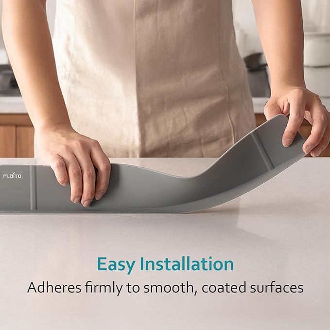carrotez Silicone Kitchen Sink Splash Guard for Faucet — Silicone Water Splash Guard Mat, Dishwasher Safe, Gray(20.5" x 1.8" x 2.75")