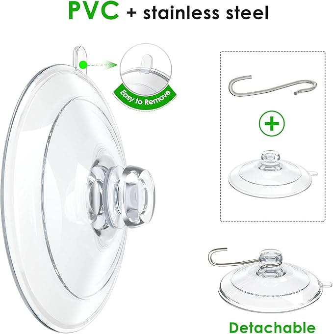HangerSpace Suction Cup Hooks, 12 Packs Combo Set Clear PVC Suction Cups with Metal Hooks Removable Suction Cups for Kitchen Bathroom Shower Wall Window Glass Door (2 Large, 6 Medium, 4 Small),Variety