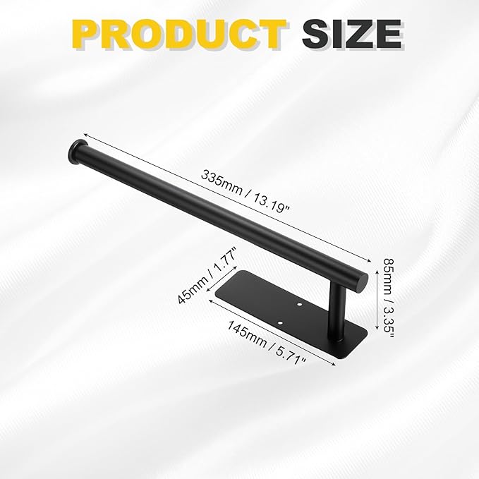 uxcell Toilet Paper Holder, Self-Adhesive 13.2" Stainless Steel Toilet Paper Roll Holder Rustproof Wall Mount Tissue Holders with Screws for Bathroom Washroom, Black