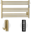 K&KALONZO Towel Warmer for Bathroom, Wall-Mounted 9-Bar Heated Towel Rack with Built-in Timer, Waterproof Electric Towel Heater, Support Plug-in and Hardwired, Brushed Gold, EL13M