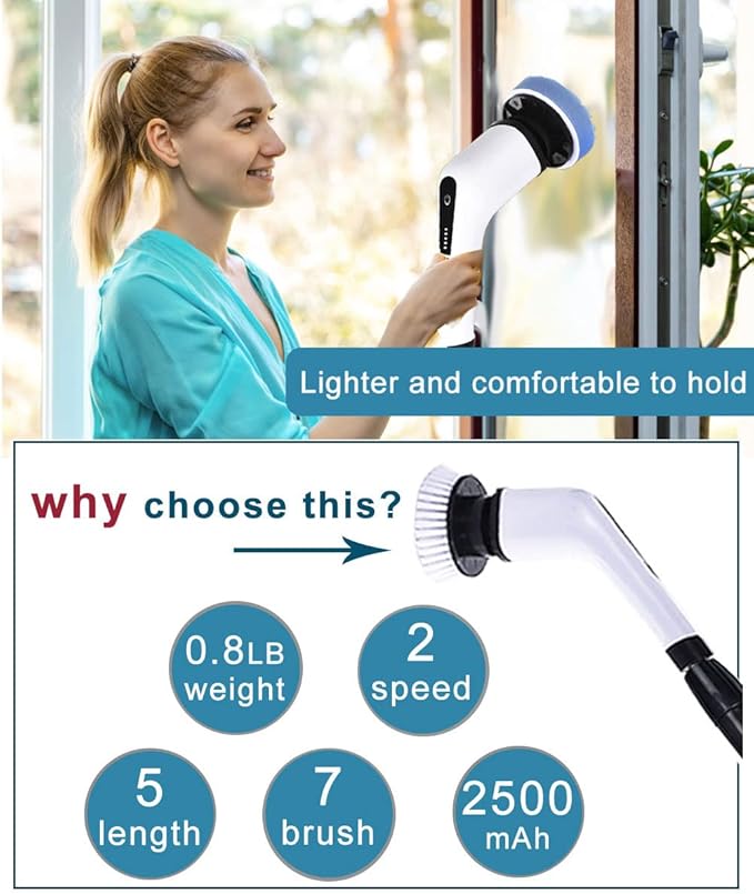 Electric Spin Scrubber for Cleaning Bathroom: Cordless Power Shower Scrubber Cleaner Brush for Tub and Tile Bathtub Toilet Floor Window Scrub Tool Household Supplier