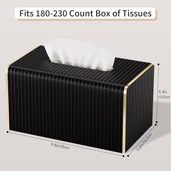 Extra Large Tissue Box Cover for Standard Size 180 to 230 Count Box of Tissues,Leather Rectangle Tissue Holder for Bathroom Toilet Bedroom Living Room Table Desk Office,Modern Home Decor
