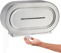 Stainless Steel Twin Jumbo Toilet Paper Dispenser Wall Mount, 9" Commercial Double Roll Holder, Industrial Tissue Dispenser with Key Lock, Satin Finish