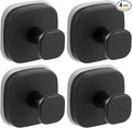 Suction Cup Hooks for Shower, No-Drill Towel Hooks for Bathrooms, Kitchen, Glass Door, Mirror, Tile, Shower Suction Hooks for Hanging Towels, Robe, Loofah, Christmas Wreath (Matte Black, 4 Pack)