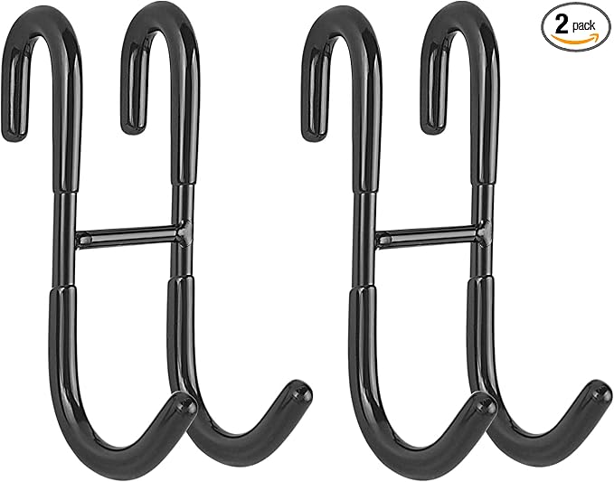 Simtive Shower Door Hooks (2-Pack), Towel Hooks for Bathroom Frameless Glass Squeegee Hooks, Black