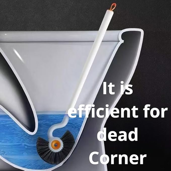 Toilet Wand Outdoor Aquarium Scrubber Brush with Long Handle Bathroom Angled Toilet Bowl & Fish Tank Brush, Japanese Rigid Non-Curl Scrubber with Curved Bristles, Deep Clean Bathroom Dead Corner