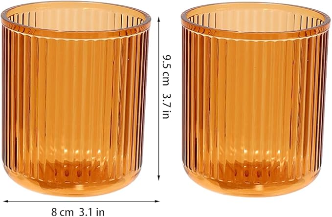 Bathroom Tumbler 2 Pieces ，Unbreakable Toothbrush Cup，Dishwasher Safe Drinking Cup (Orange&Orange)