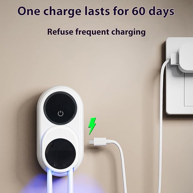 Rechargeable Toothbrush Holders for 2 Bathroom Wall Mount Organizers with LED Display Wall Mounted Toothbrush Organizer