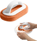 4 Pack Handled Scrubber, Scrub Brush Strong Scouring, Reusable Cleaning Sponge with Handle for Shower Tile, Bathtube, Sink (White)