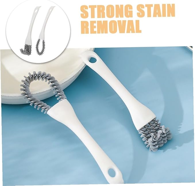 GARVALON 2pcs Multifunctional Kitchen Grout Cleaner Tool Grip Brush with U-Shaped and Angled Crevice Brushes for Deep Stain Removal in Stove, BBQ, and Tile Cleaning