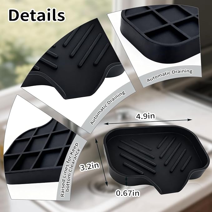 5 Pcs Silicone Soap Dish with Self Draining Soap Dish Bar Soap Holder Natural Waterfall Drain Soap Saver Tray for Shower Bathroom Kitchen (Black, White, Grey, Green, Beige)