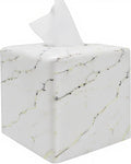 Marble Tissue Box Cover Square Decorative Stone Klenex Box Holder for Bathroom & Living Room with Handcrafted Texture (Marble-A)