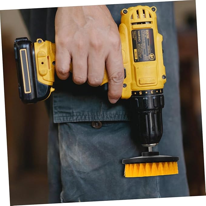Electric Drill Brush Set 5-Inch Round Floor Cleaning Brush Heads Replacement for Kitchen Bathroom Grout Tile Portable Power Scrubber Attachment Tool for Home Cleaning