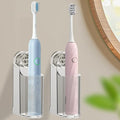 2 Pack Electric Toothbrush Holders for Bathroom, Wall Mounted Clear Electric Toothbrush Organizer, Self Adhesive Bathrooms Toothbrush Storage for Shower, Saving Space and Keep Drying (Grey)