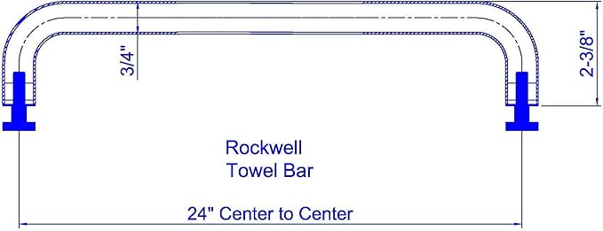 Rockwell Security Mont Hard Single Sided Towel Bar 24 Inch Glass Polished Chrome Finish for Commercial and Residential Frameless Heavy Glass Shower Doors