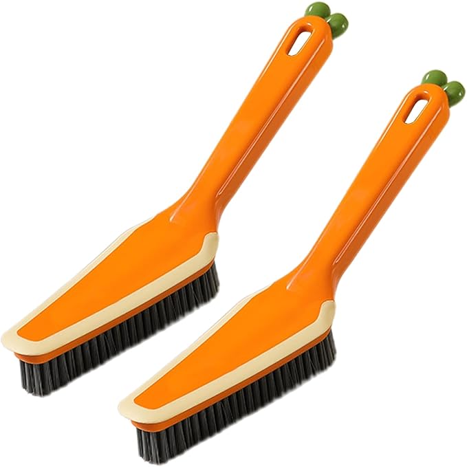 Hard Bristle Detachable Cleaning Brush, 4 in 1Household Cleaning Brush, Crevice Cleaning Brush, Multifunctional Gap Cleaning Scrub Brush Cleaning Tools for Kitchen, Bathroom, Window (2, Orage)