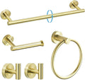 TURS Brushed Gold Bathroom Hardware Set 5 Piece, SUS304 Stainless Steel Bath Towel Bar Set, 24 Inch Bathroom Accessories Kit Wall Mounted