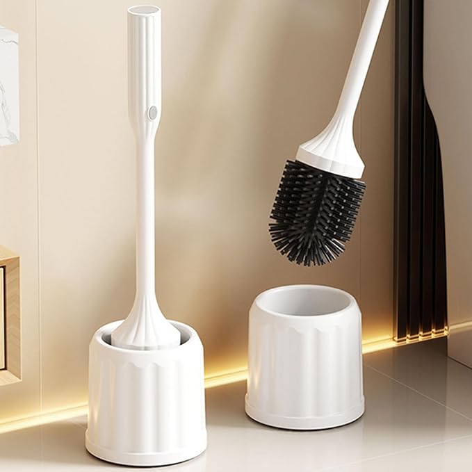 Toilet Brush Holder Set, Bowl Cleaning Brush, Corner Scrubber Flexible Cleaning Tool, Household Bathroom Maintenance Accessory for Dad, Husband Mom Toilet Home Sanitation Bathroom Floor Wall Use