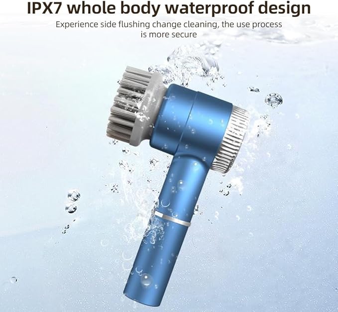 Decdeal Electric Cleaning Brush Set, Cordless Electric Spin Scrubber Waterproof 3 Speeds Digital Display Handheld Scrubber with 5 Brush Heads Ideal