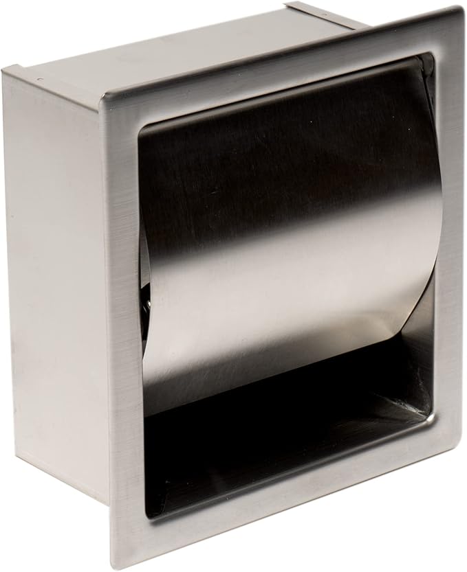 ALFI brand ABTP77-BSS Brushed Stainless Steel Recessed Toilet Paper Holder with Cover