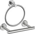 Brushed Nickel Flip Toilet Paper Holder and Hand Towel Ring Set 2 Pieces Bathroom Hardware Accessories Set SUS 304 Stainless Steel Heavy Duty Wall Mounted Bathroom Holder