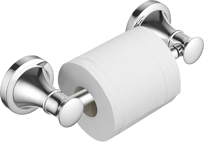 BESy Wall Mounted Toilet Paper Roll Holder Rustproof Tissue Paper Holder Bathroom Flexible Pivoting Tissue Handle Toilet Holder, Polished Chrome, Stainless Steel