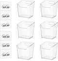 Clear Inside Cabinet Door Organizer, 6 Pack Plastic Wall Storage Bin Adhesive, Vertical Versatile Caddy Makeup Brush Pen Holder for Small Spaces in Bathroom, Office, Kid's Room Organization, No-Drill