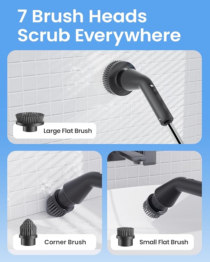 Leebein YMG-818/820/825 Electric Spin Scrubber Replacement Brush Heads, 8pcs Extra Brush Accessories Kit for YMG-818/820/825 Cordless Cleaning Brush Only - Scrubber Not Included
