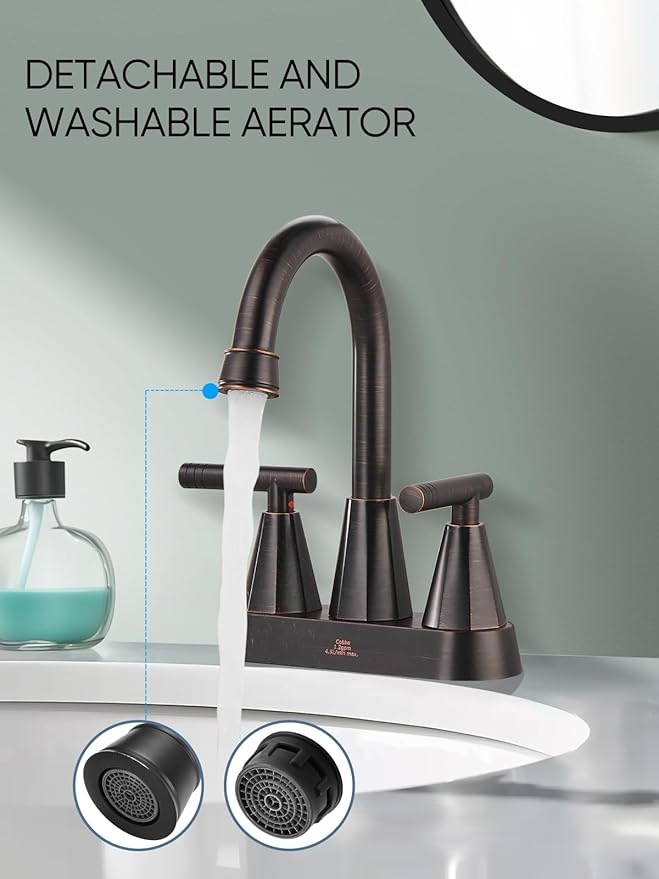 Cobbe Bathroom Vanity Faucets, 4-Inch Oil Rubbed Bronze Bathroom Sink Faucet, 2 Handle Sink Faucet with Pop Up Drain and Water Supply Lines,ORB