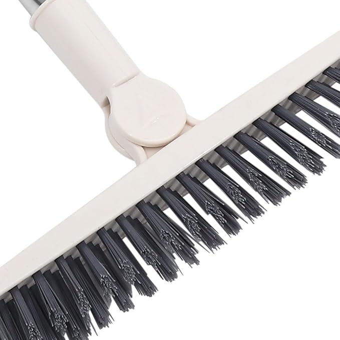 CLISPEED Rotating Long Handle Scrub Brush with Stiff Bristles for Floor Gap and Tile Crevice Cleaning, Bathroom and Shower Scrubber Tool, Beige