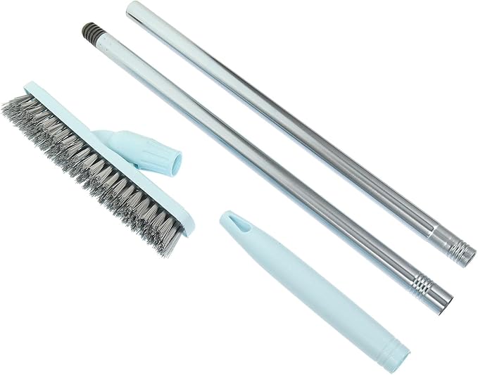 Long Handle Floor Crevice Grout Brush with Stiff Bristles Rotatable Tile Scrub Brush for Bathroom and Kitchen Cleaning