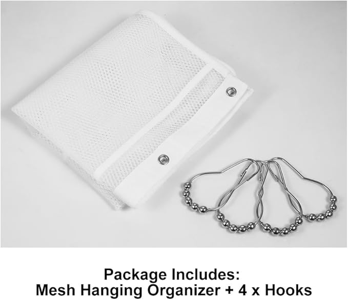 Bsagve 2 Pack Mesh Hanging Caddy Organizer with 6 Pockets, Shower Curtain Rod Liner Hanging Storage Pockets Bathroom Hanger, Bath Toy Holder
