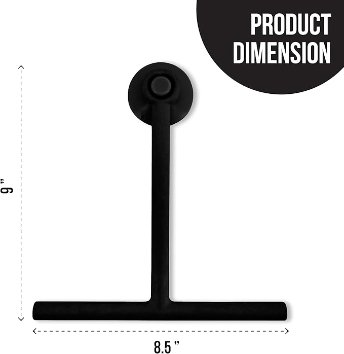 Splash Home Shower Squeegee for Glass Doors - Black Bathroom Squeegee with Suction Hook, Glass Shower Door Squeegee for Streak-Free Cleaning, Shower Wiper for Glass Doors and Tiles, 8.5" Wide Blade