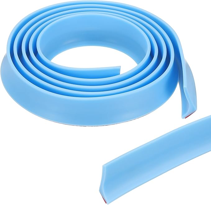 PATIKIL 118 Inch Collapsible Shower Threshold Water Dam Guard, Shower Stopper Barrier Self Adhesive Sink Splash Guard for Frameless Shower Door Bottom, Blue (1.2"Wx0.6"T)